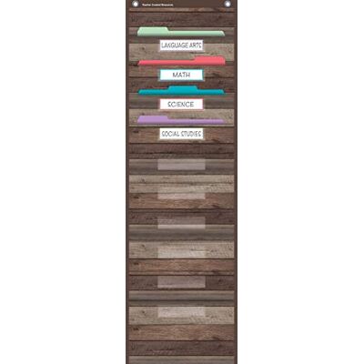 Teacher Created Resources Dark Wood Design 10 Pocket File Storage Pocket Chart, 14" x 58 Teacher Created Resources Dark Wood Design 10 Pocket File Storage Pocket Chart, 14" x 58