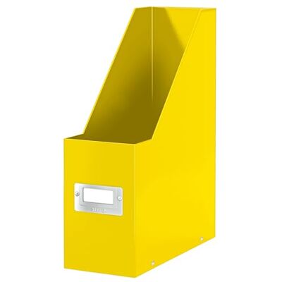 Leitz Magazine File Holder, A4, Cardboard Document Storage Box with Label, Foldable, for Home, Office & School, Click and Store Range 60470016 Yellow Leitz Magazine File Holder, A4, Cardboard Document Storage Box with Label, Foldable, for Home, Office & School, Click and Store Range 60470016 Yellow