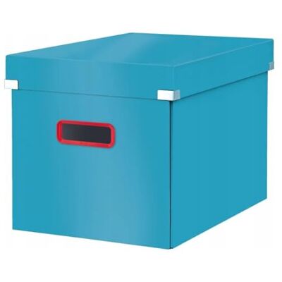 Leitz Click & Store Cube, Foldable Large Storage Box with Lid, Premium Strong Cardboard Container for Home/Office Filing, Cosy Range, Calm Blue, 53470061 Leitz Click & Store Cube, Foldable Large Storage Box with Lid, Premium Strong Cardboard Container for Home/Office Filing, Cosy Range, Calm Blue, 53470061