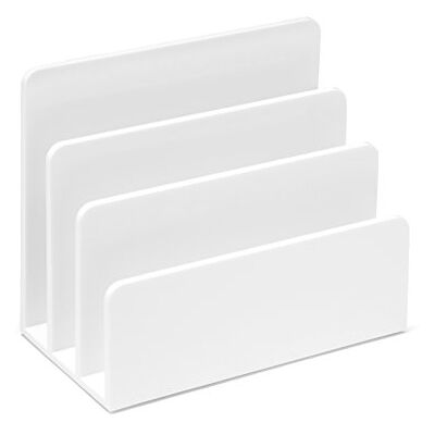 Osco White High Gloss Plastic Letter Holder, 3-Slot Document Organiser & Mail Sorter for Desk, Envelopes & Paperwork, Compact Desktop File Storage, Non Slip Rubber Feet – Single Osco White High Gloss Plastic Letter Holder, 3-Slot Document Organiser & Mail Sorter for Desk, Envelopes & Paperwork, Compact Desktop File Storage, Non Slip Rubber Feet – Single