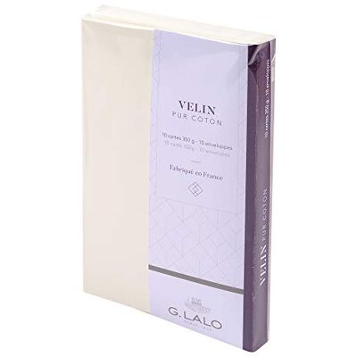 Clairefontaine Lalo 29400L Verge de France Correspondence bag including 10 business cards 8.5x13.5 cm 350g and 10 lined envelopes 9x14 cm, Pure cotton wove paper, Cream Clairefontaine Lalo 29400L Verge de France Correspondence bag including 10 business cards 8.5x13.5 cm 350g and 10 lined envelopes 9x14 cm, Pure cotton wove paper, Cream