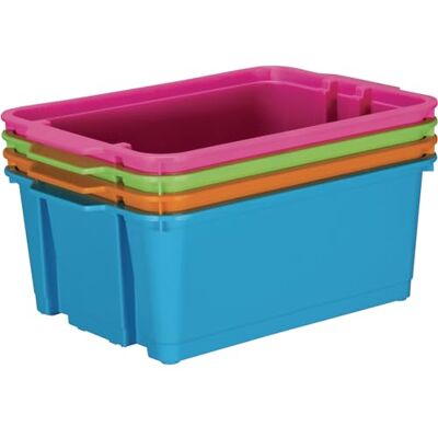 Really Good Stuff Stackable Plastic Book and Organizer Bins for Classroom or Home Use – Sturdy Plastic Baskets in Fun Neon Colors (Set of 4) Really Good Stuff Stackable Plastic Book and Organizer Bins for Classroom or Home Use – Sturdy Plastic Baskets in Fun Neon Colors (Set of 4)