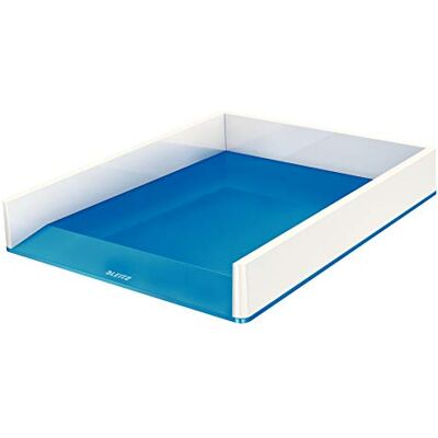 Leitz A4 Letter Tray, White/Metallic Blue, WOW Range, 53611036 Leitz A4 Letter Tray, White/Metallic Blue, WOW Range, 53611036