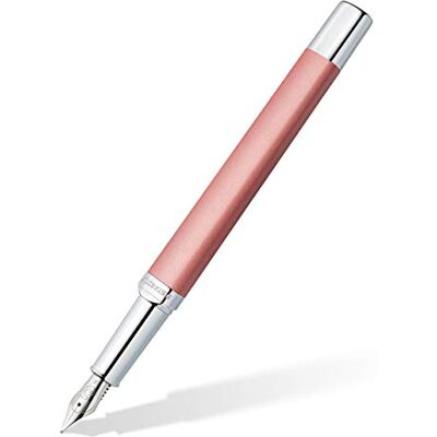 STAEDTLER Triplus 474 F Fountain Pen Radiant Rose, Premium Quality Metal Casing in Ergonomic Triangular Shape, Steel Nib F, with Blue Ink Cartridge 474 F20-3 STAEDTLER Triplus 474 F Fountain Pen Radiant Rose, Premium Quality Metal Casing in Ergonomic Triangular Shape, Steel Nib F, with Blue Ink Cartridge 474 F20-3