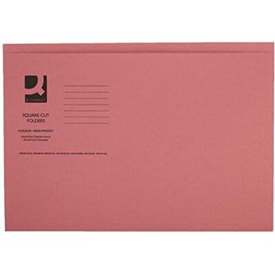 Q-Connect Pink Square Cut Folder Medium Weight 250gsm Foolscap (Pack of 100) Q-Connect Pink Square Cut Folder Medium Weight 250gsm Foolscap (Pack of 100)