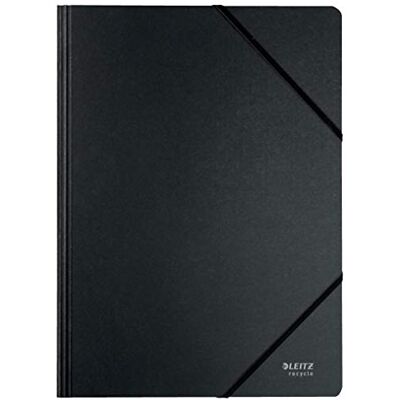 Leitz Recycled Card Folder with Elasticated Bands, A4, Black, Pack of 10 Leitz Recycled Card Folder with Elasticated Bands, A4, Black, Pack of 10