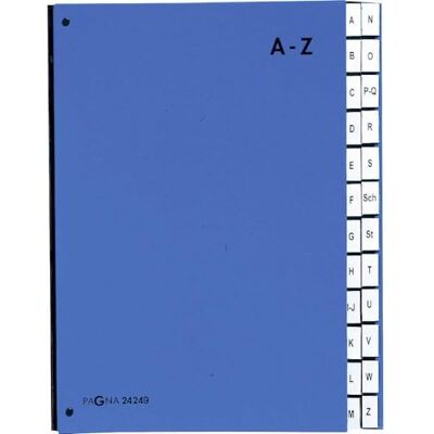 Pagna 24249-02 Desk Organiser 24 Parts Coloured Cover Flexible Linen Rear Cover 3 Display Holes Tabs A Z Blue Pagna 24249-02 Desk Organiser 24 Parts Coloured Cover Flexible Linen Rear Cover 3 Display Holes Tabs A Z Blue