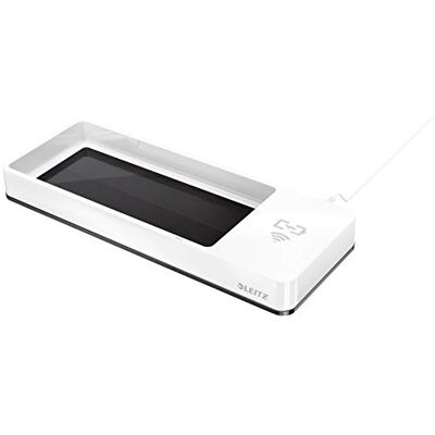 Leitz 53651095 Desk Organiser with Qi Wireless Induction Phone Charger, Wow Range, White/Black Leitz 53651095 Desk Organiser with Qi Wireless Induction Phone Charger, Wow Range, White/Black