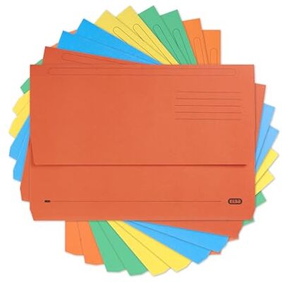Elba Foolscap Document Wallets, Assorted Colours, A4+, Pack of 10 Folders Elba Foolscap Document Wallets, Assorted Colours, A4+, Pack of 10 Folders