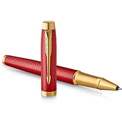 PARKER IM Rollerball Pen Premium Red Lacquer with Gold Trim Fine Point with Black Ink Refill Gift Box PARKER IM Rollerball Pen Premium Red Lacquer with Gold Trim Fine Point with Black Ink Refill Gift Box