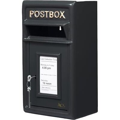 Assorted Collections Wall Mounted Post Box Classic Large Letter Box Lockable With 2 Keys, Heavy Duty Cast Iron Weatherproof Mailbox Easy To Install Keep 24x17x 44 cm, 11.8 kg (Black) Assorted Collections Wall Mounted Post Box Classic Large Letter Box Lockable With 2 Keys, Heavy Duty Cast Iron Weatherproof Mailbox Easy To Install Keep 24x17x 44 cm, 11.8 kg (Black)
