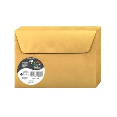 Clairefontaine 50086C Gold Iridescent Paper Pack of 20 Self-Adhesive Envelopes C6 (11,4x16,2cm) 120gsm Invitation Events Correspondence Pollen Range Premium Clairefontaine 50086C Gold Iridescent Paper Pack of 20 Self-Adhesive Envelopes C6 (11,4x16,2cm) 120gsm Invitation Events Correspondence Pollen Range Premium