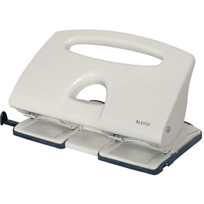 Leitz 4 Hole Punch, 40 Sheets, Guide Bar with Format Markings, Metal, 51320085 Grey Leitz 4 Hole Punch, 40 Sheets, Guide Bar with Format Markings, Metal, 51320085 Grey