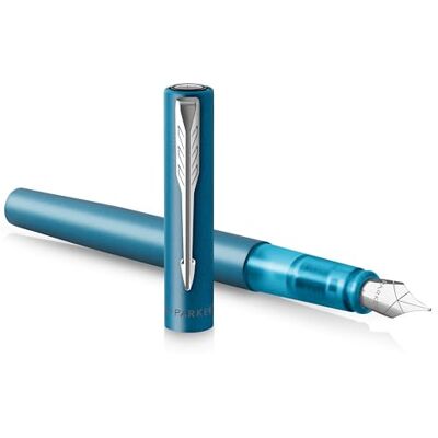 PARKER Vector XL Fountain Pen , Metallic Teal Lacquer on Brass , Medium Nib with Blue Ink Refill , Gift Box PARKER Vector XL Fountain Pen , Metallic Teal Lacquer on Brass , Medium Nib with Blue Ink Refill , Gift Box