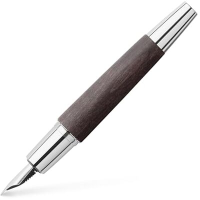 Faber-Castell e-motion 148222 Fountain Pen Wood/Chrome/EF Nib with Gift Packaging/Barrel Colour Black/Silver Faber-Castell e-motion 148222 Fountain Pen Wood/Chrome/EF Nib with Gift Packaging/Barrel Colour Black/Silver