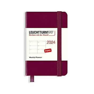LEUCHTTURM1917 367646 Weekly Diary Mini (A7) 2024, 12 Months, Port Red, English LEUCHTTURM1917 367646 Weekly Diary Mini (A7) 2024, 12 Months, Port Red, English