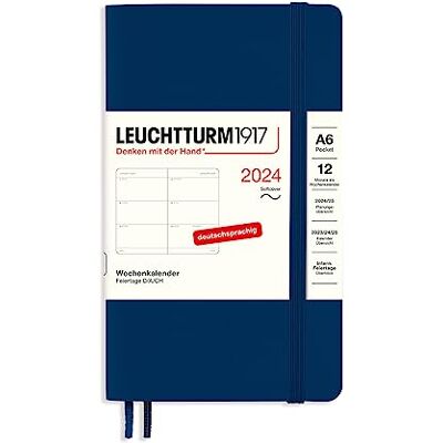 LEUCHTTURM1917 367671 Weekly Planner Pocket (A6) 2024, Soft Cover, Navy, German, 12 Months LEUCHTTURM1917 367671 Weekly Planner Pocket (A6) 2024, Soft Cover, Navy, German, 12 Months