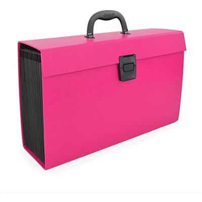 Rapesco 1554 Expanding Box File Organiser, 19 Sections, A4+, Hot Pink Rapesco 1554 Expanding Box File Organiser, 19 Sections, A4+, Hot Pink