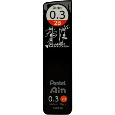 Pentel Ain Leads Refill 0.3mm 2B Pack of 12 Pentel Ain Leads Refill 0.3mm 2B Pack of 12