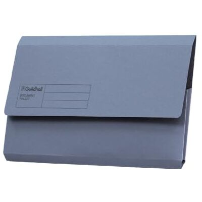 Exacompta Guildhall Document Wallets, 285gsm, Foolscap Blue, Pack of 50 Exacompta Guildhall Document Wallets, 285gsm, Foolscap Blue, Pack of 50