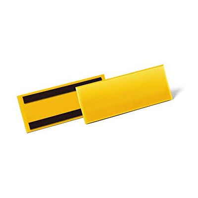 Durable Magnetic Document Sleeve 210 x 74mm Pack of 50 Pockets Yellow Perfect for Use on Warehouse Racking for Picking Locations Durable Magnetic Document Sleeve 210 x 74mm Pack of 50 Pockets Yellow Perfect for Use on Warehouse Racking for Picking Locations