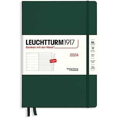 LEUCHTTURM1917 367750 Weekly Calendar & Notebook Composition (B5) 2024, 12 Months, Forest Green, English LEUCHTTURM1917 367750 Weekly Calendar & Notebook Composition (B5) 2024, 12 Months, Forest Green, English