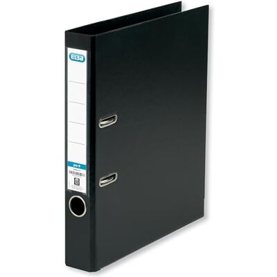 Elba A4 Slim Lever Arch File, 50mm Spine, 400 Sheet Capacity, Strongline Plastic on Board, Durable Filing Folder Black Elba A4 Slim Lever Arch File, 50mm Spine, 400 Sheet Capacity, Strongline Plastic on Board, Durable Filing Folder Black