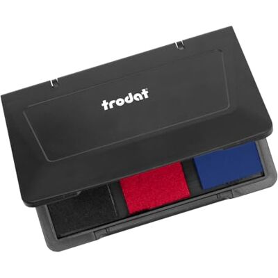 Trodat Hand Stamp Pad for Creative Design 1 Ink Pad with 3 Colours in Black, Red, Blue, Indelible Ink, Size 10 x 7 cm, Ideal for Vintage & Creative Mini Trodat Hand Stamp Pad for Creative Design 1 Ink Pad with 3 Colours in Black, Red, Blue, Indelible Ink, Size 10 x 7 cm, Ideal for Vintage & Creative Mini