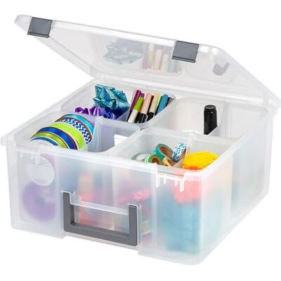 IRIS OHYAMA Portable Storage Box - 25L, Grey, Handle, Dividers, Removable Cups IRIS OHYAMA Portable Storage Box - 25L, Grey, Handle, Dividers, Removable Cups