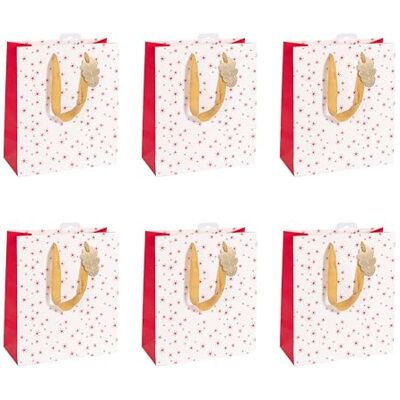 Eurowrap Clairefontaine X-29508-3Cpack A Set of 6 Excellia Gift Bags- Medium 21,5x10,2x25,3cm 210g Design: Red Stars On White Background- Ideal for Books, Games Eurowrap Clairefontaine X-29508-3Cpack A Set of 6 Excellia Gift Bags- Medium 21,5x10,2x25,3cm 210g Design: Red Stars On White Background- Ideal for Books, Games