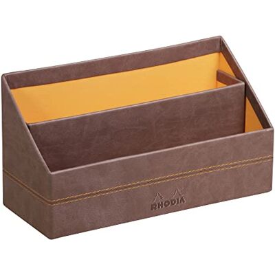 Rhodia 318843C Chocolate Letter Holder 25x10x14 cm Orange Saddle Stitching Faux Leather Exterior rama Home Office Collection Office Organization & Designer Storage Rhodia 318843C Chocolate Letter Holder 25x10x14 cm Orange Saddle Stitching Faux Leather Exterior rama Home Office Collection Office Organization & Designer Storage