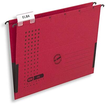 Elba Chic Ultimate 85743RO Suspension File with Closed Sides and Linen Edge Protectors Pack of 25 Red Elba Chic Ultimate 85743RO Suspension File with Closed Sides and Linen Edge Protectors Pack of 25 Red