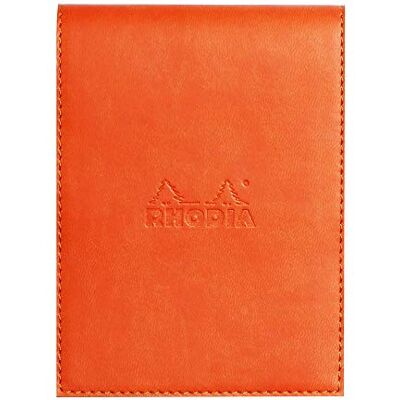 Rhodia 128214C Clipboard Case + Stapled Notepad N°12 Tangerine 8.5x12 cm Lined 80 Detachable Sheets 80G White Clairefontaine Paper Pencil Holder Faux Leather rama Collection Rhodia 128214C Clipboard Case + Stapled Notepad N°12 Tangerine 8.5x12 cm Lined 80 Detachable Sheets 80G White Clairefontaine Paper Pencil Holder Faux Leather rama Collection