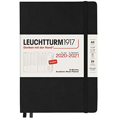 LEUCHTTURM1917 2021 Academic Weekly Planner Hardcover Medium (A5) 18 Months Black LEUCHTTURM1917 2021 Academic Weekly Planner Hardcover Medium (A5) 18 Months Black