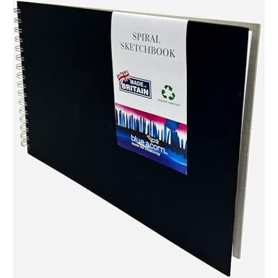 Blue Acorn A4 Landscape Recycled Spiral Bound Sketchbook 35 Sheets 160gsm Multipurpose Cartridge Paper Ideal for Light Washes of Paint, Pencils & Sketching Blue Acorn A4 Landscape Recycled Spiral Bound Sketchbook 35 Sheets 160gsm Multipurpose Cartridge Paper Ideal for Light Washes of Paint, Pencils & Sketching