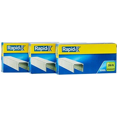 Leitz Rapid 26/6mm Standard Staples, Stapling up to 20 Sheets, x3 Boxes of 5000 Leitz Rapid 26/6mm Standard Staples, Stapling up to 20 Sheets, x3 Boxes of 5000