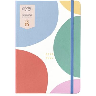 Busy B A5 Day- A-Page Diary Mid-Year Academic Planner Aug '26 Aug '27 – Multi Spot Print Journal Cover Diary with Day a Page Planner, Pen Loop, Notes, Timetables Year Planner & Elastic Closure Busy B A5 Day- A-Page Diary Mid-Year Academic Planner Aug '26 Aug '27 – Multi Spot Print Journal Cover Diary with Day a Page Planner, Pen Loop, Notes, Timetables Year Planner & Elastic Closure