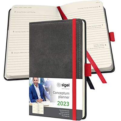 Sigel C2358 Conceptum Weekly planner 2023 design Vintage 9,5 x 15 cm hardcover 176 S dark grey Sigel C2358 Conceptum Weekly planner 2023 design Vintage 9,5 x 15 cm hardcover 176 S dark grey