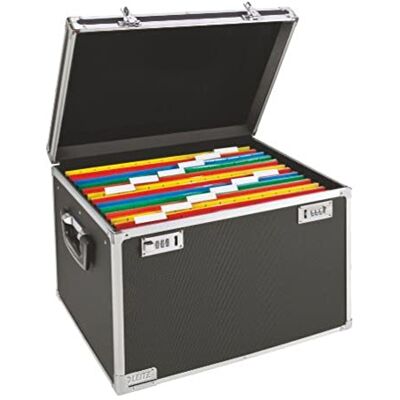 Leitz 67150195 Lockable Suspension File Chest, Foolscap, 30 File Capacity, Colour: Black/Chrome, 67150095 Leitz 67150195 Lockable Suspension File Chest, Foolscap, 30 File Capacity, Colour: Black/Chrome, 67150095