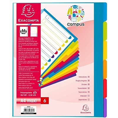 Exacompta 25 dividers PP rigid semi-opaque 6 blank tabs Campus Exacompta 25 dividers PP rigid semi-opaque 6 blank tabs Campus
