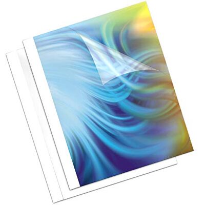 Fellowes Prestige Thermal Binding Coverlight 150 Microns PVC Front 170 g/m² Back Leather Structure White Fellowes Prestige Thermal Binding Coverlight 150 Microns PVC Front 170 g/m² Back Leather Structure White