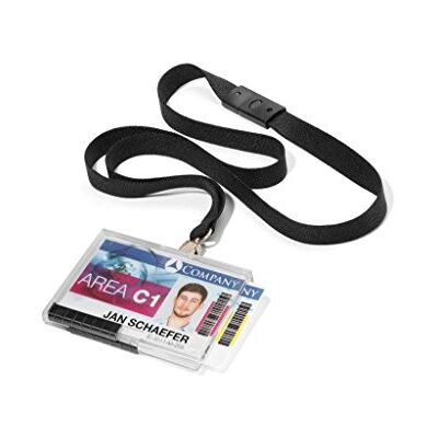 Durable 54 x 87 mm Holds 2 Cards Pushbox Duo with Lanyard Security ID Card Holder Transparent (Pack of 10) Durable 54 x 87 mm Holds 2 Cards Pushbox Duo with Lanyard Security ID Card Holder Transparent (Pack of 10)