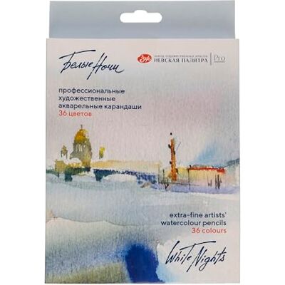 White Nights Honsell 80129 Watercolour Pencils Set of 36 in Cardboard Case, Wood-Coloured Pens with High Colour Brilliance, Soft Paint Stroke, Water-soluble White Nights Honsell 80129 Watercolour Pencils Set of 36 in Cardboard Case, Wood-Coloured Pens with High Colour Brilliance, Soft Paint Stroke, Water-soluble