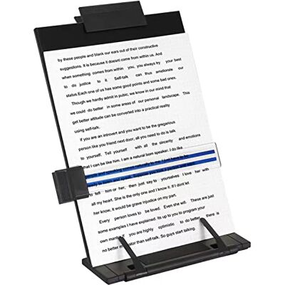 OSPNIEEK Desktop Document Holder Stand with 7 Adjustable Positions, Black Metal File Organizer Management Copyholder for Typing Speech Reading A4 Letter Music Book Tablet Office, with Paper Clip and Line Guide OSPNIEEK Desktop Document Holder Stand with 7 Adjustable Positions, Black Metal File Organizer Management Copyholder for Typing Speech Reading A4 Letter Music Book Tablet Office, with Paper Clip and Line Guide