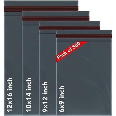 iSOUL 500 Mixed Size Grey Mailing Bags, Self Seal 4 Size Strong Waterproof Poly Plastic Envelopes for Parcels, Packaging, Small, Medium, Large Mail, Shipping Delivery Bags iSOUL 500 Mixed Size Grey Mailing Bags, Self Seal 4 Size Strong Waterproof Poly Plastic Envelopes for Parcels, Packaging, Small, Medium, Large Mail, Shipping Delivery Bags