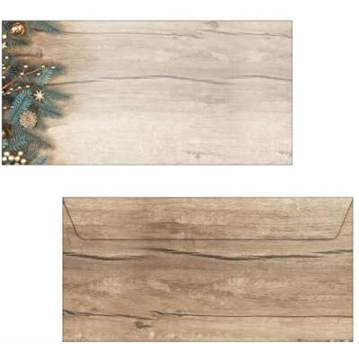 Sigel DU664 Christmas envelopes fir Branches Brown/Gold/Green gummed DL 25 piece Sigel DU664 Christmas envelopes fir Branches Brown/Gold/Green gummed DL 25 piece