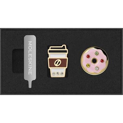 Moleskine Country Themed Pins,Coffee Cup and Donut Pin Set, US East Coast, for Notebooks and Planners, Decorative Accessories and Gift Idea Moleskine Country Themed Pins,Coffee Cup and Donut Pin Set, US East Coast, for Notebooks and Planners, Decorative Accessories and Gift Idea