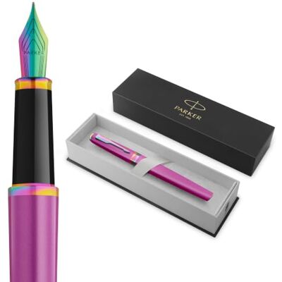 PARKER Meridian Fountain Pen Grape Lacquer with Rainbow Trims Fine Nib Blue Ink Handwriting Pens & Stationery Supplies Luxury Gift Box PARKER Meridian Fountain Pen Grape Lacquer with Rainbow Trims Fine Nib Blue Ink Handwriting Pens & Stationery Supplies Luxury Gift Box