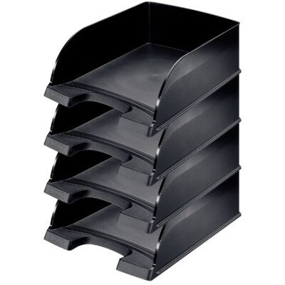 Leitz Plus Jumbo Letter Tray Wheelbarrow – Set of 4 Height 103 mm Black Leitz Plus Jumbo Letter Tray Wheelbarrow – Set of 4 Height 103 mm Black