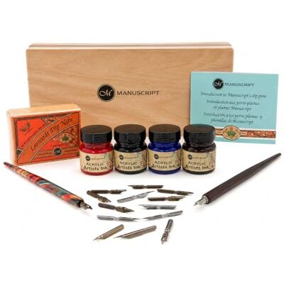 MANUSCRIPT Calligraphy Artist Set (18-Piece Kit) Calligraphy Gift Set Containing 2x Dip Pen Holders, 4x Acrylic Ink Pots & 12x Hand-Selected Nibs, Perfect for Beginners & Advanced Artists MANUSCRIPT Calligraphy Artist Set (18-Piece Kit) Calligraphy Gift Set Containing 2x Dip Pen Holders, 4x Acrylic Ink Pots & 12x Hand-Selected Nibs, Perfect for Beginners & Advanced Artists